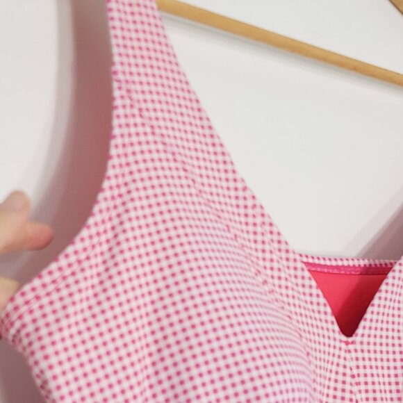 Pink & White Swimsuit Bikini Top VNeck Pullover Double Layer Tank Plus Size 1X - Picture 4 of 12